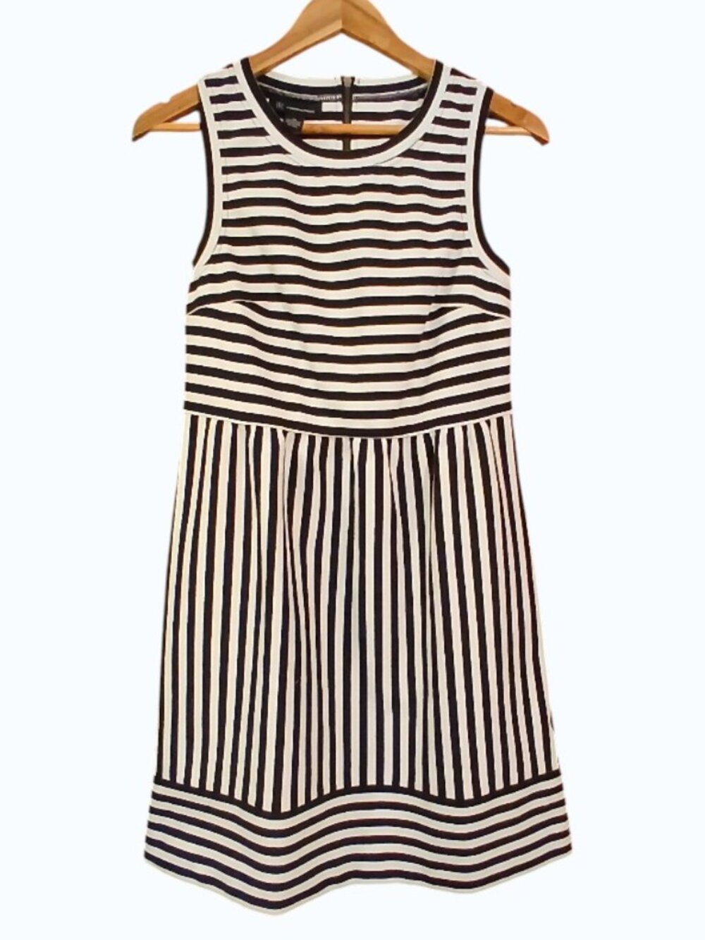 INC Black & White Stripe Sleeveless Scoop Neck Knit Midi Dress